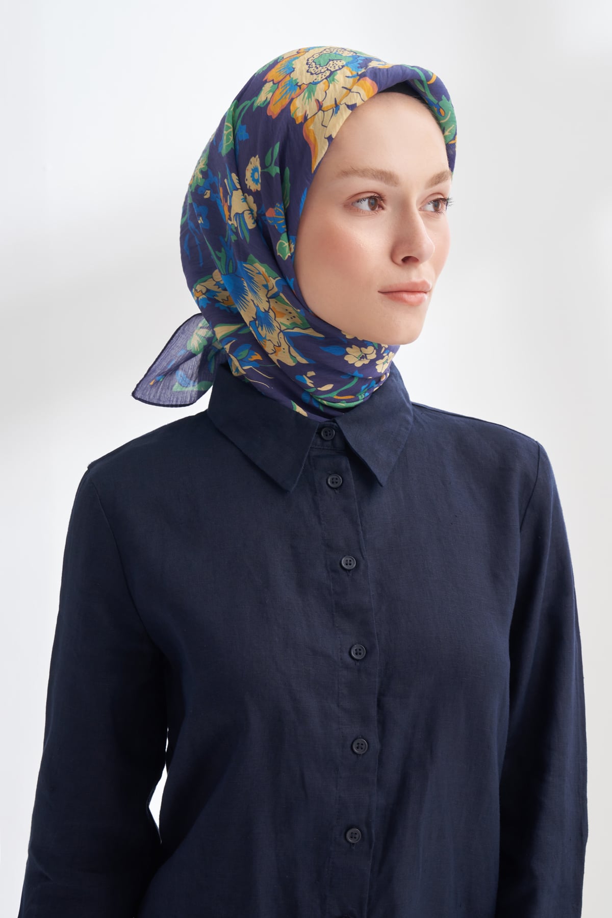 GARDEN MELODY DESEN THE TENCEL EDIT EŞARP - GECE MAVİSİ