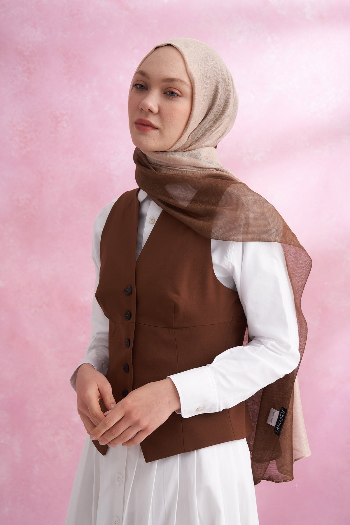 İPEKLİ DEGRADE ŞAL - BEJ-DORE