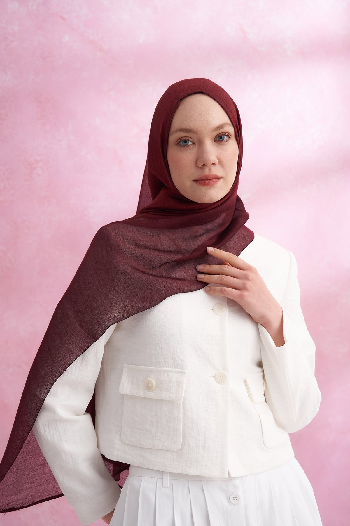 İPEKLİ DEGRADE ŞAL - BORDO - KOYU BORDO