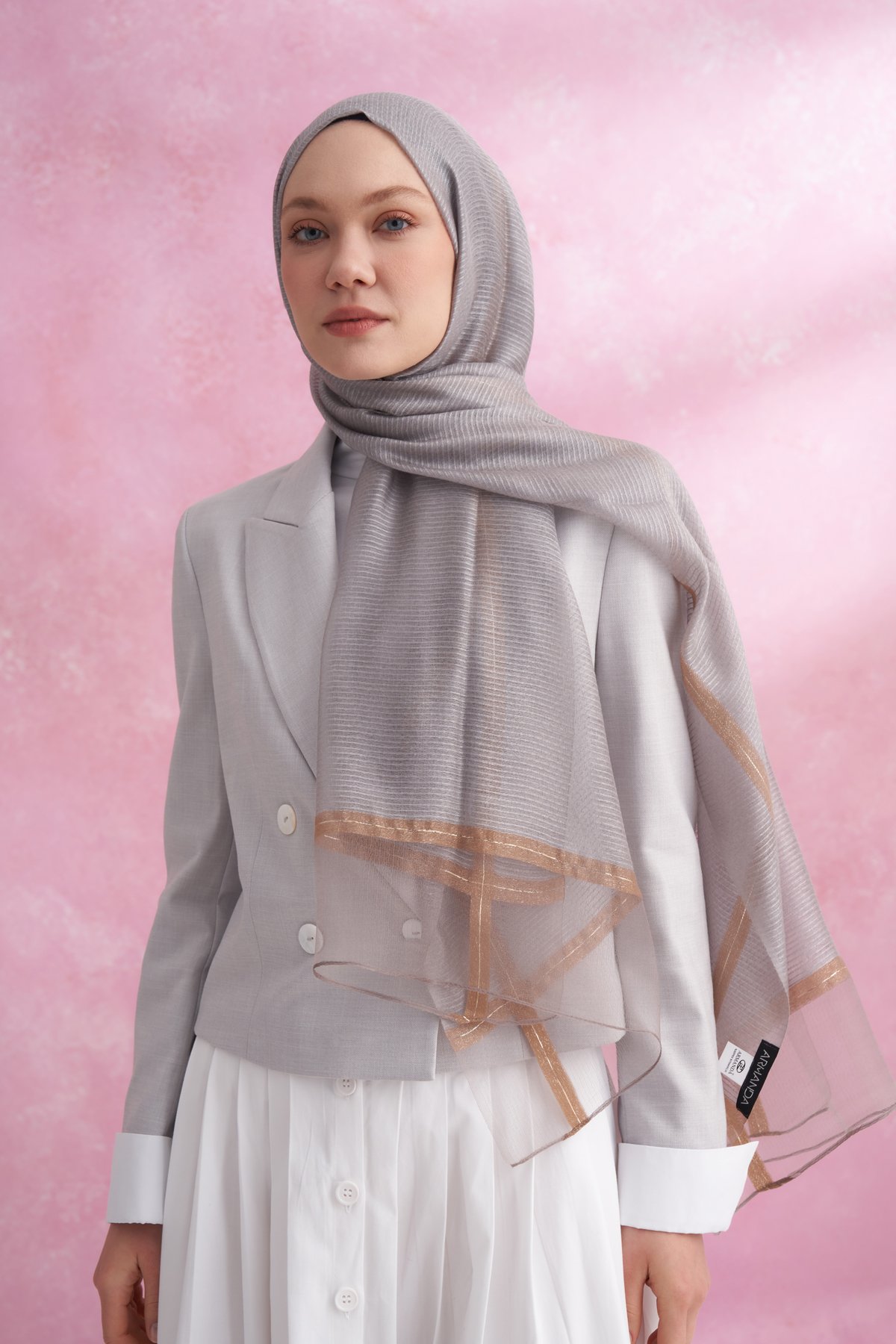 İPEKLİ PEONY ŞAL - GRİ
