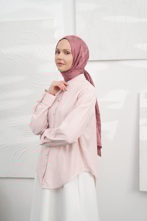 İTALYAN JAKAR DAMA DESEN ŞAL - GÜL KURUSU