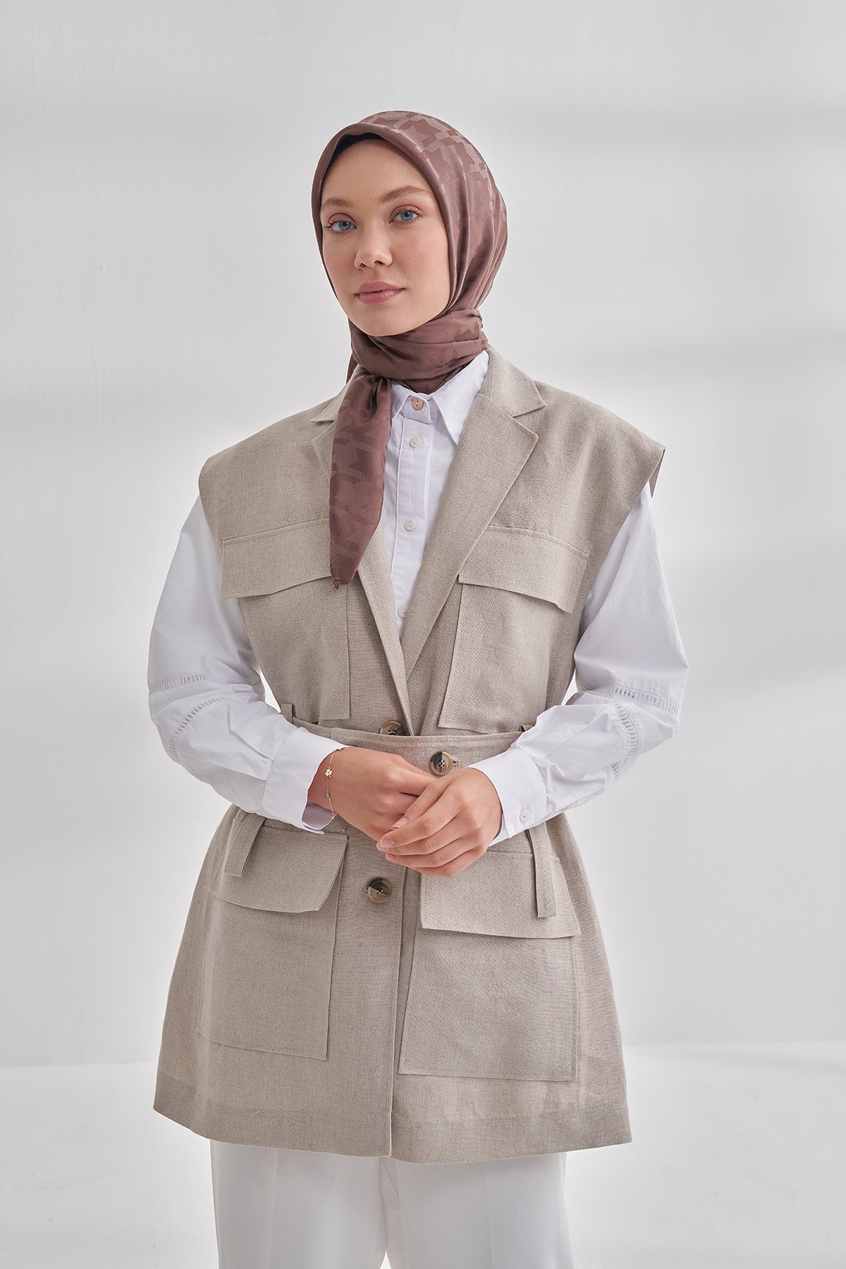 İTALYAN JAKAR KAZAYAĞI DESEN EŞARP - KAHVE