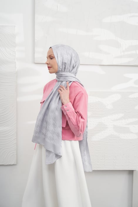 İTALYAN JAKAR KAZAYAĞI DESEN ŞAL - GÜMÜŞ