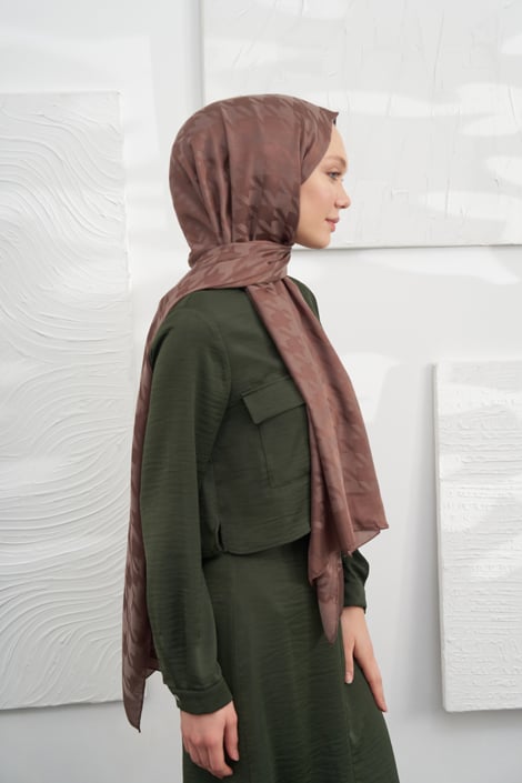 İTALYAN JAKAR KAZAYAĞI DESEN ŞAL - KAHVE