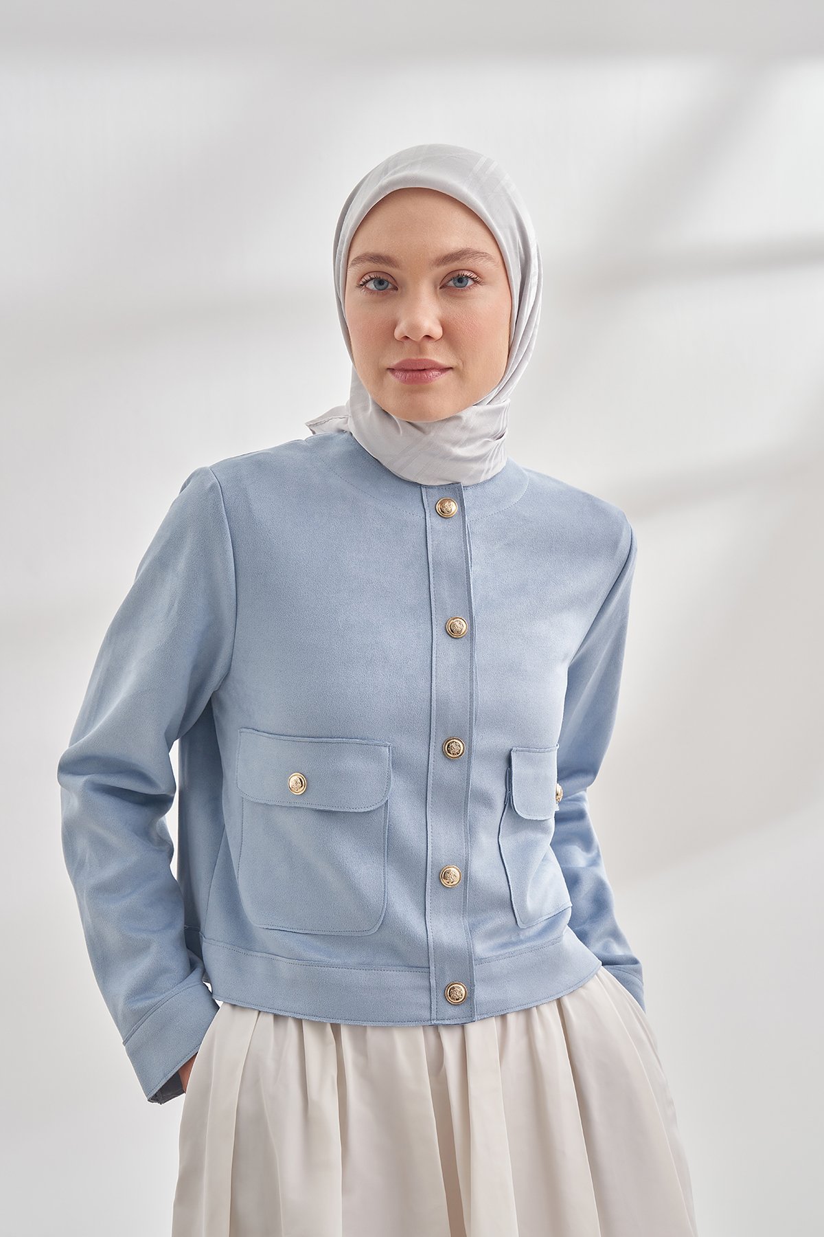 İTALYAN JAKAR ŞERİT DESEN EŞARP - GÜMÜŞ