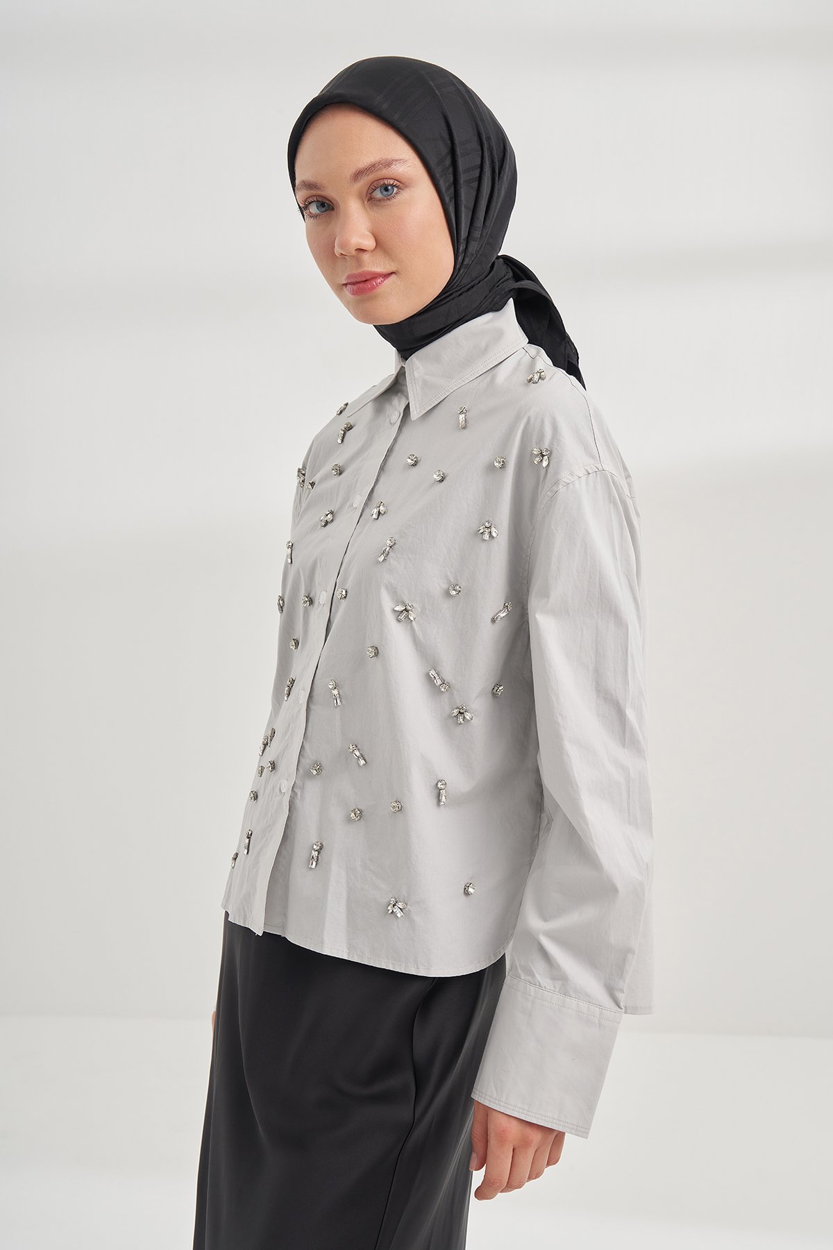 İTALYAN JAKAR ŞERİT DESEN EŞARP - SİYAH