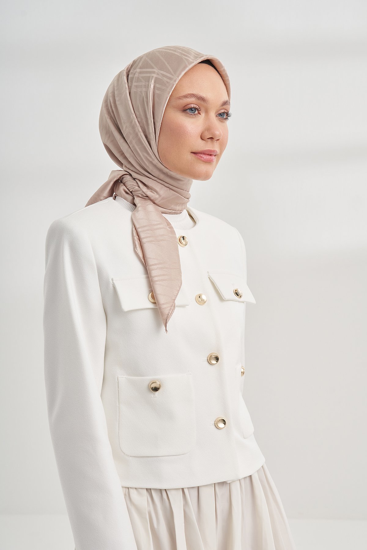 İTALYAN JAKAR ŞERİT DESEN EŞARP - VİZON