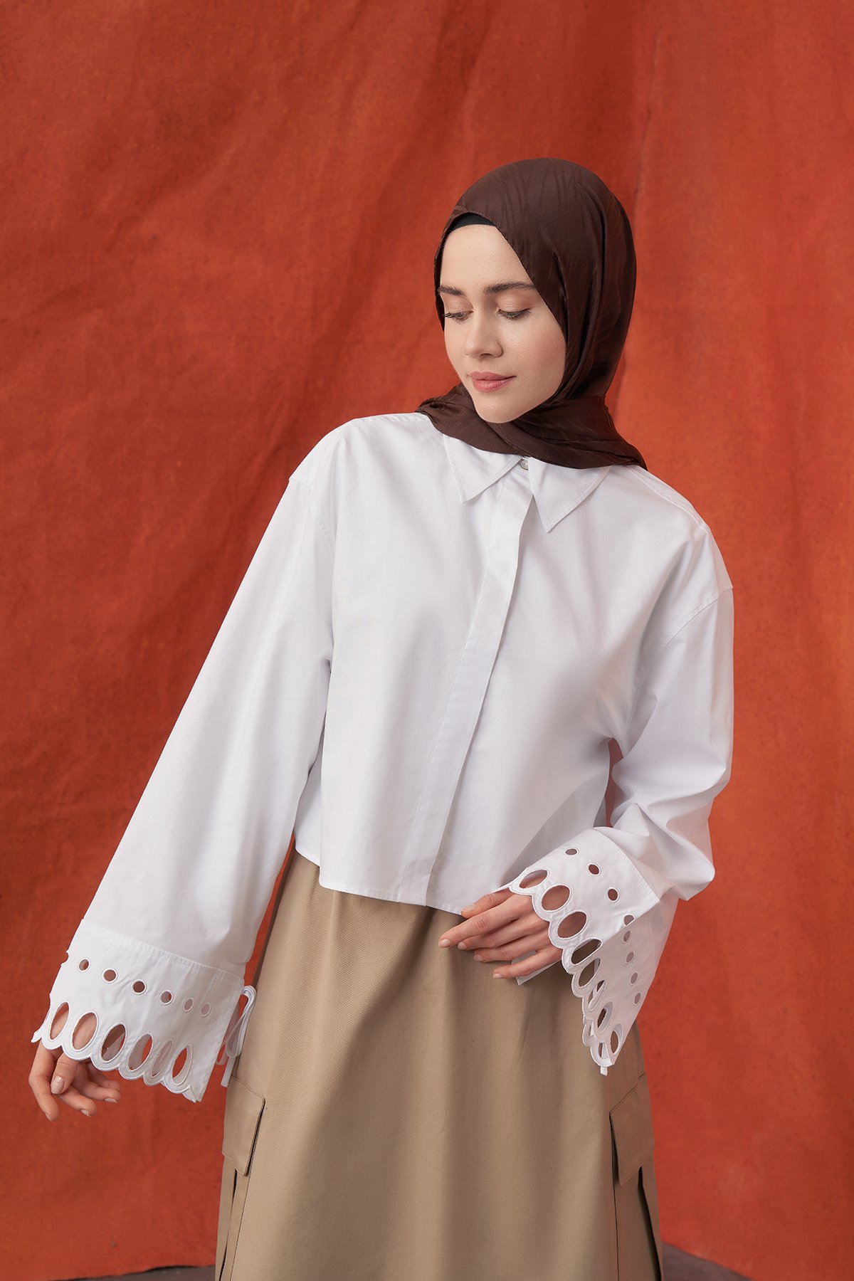 İTALYAN JAKAR ŞERİT DESEN ŞAL -  ACI KAHVE