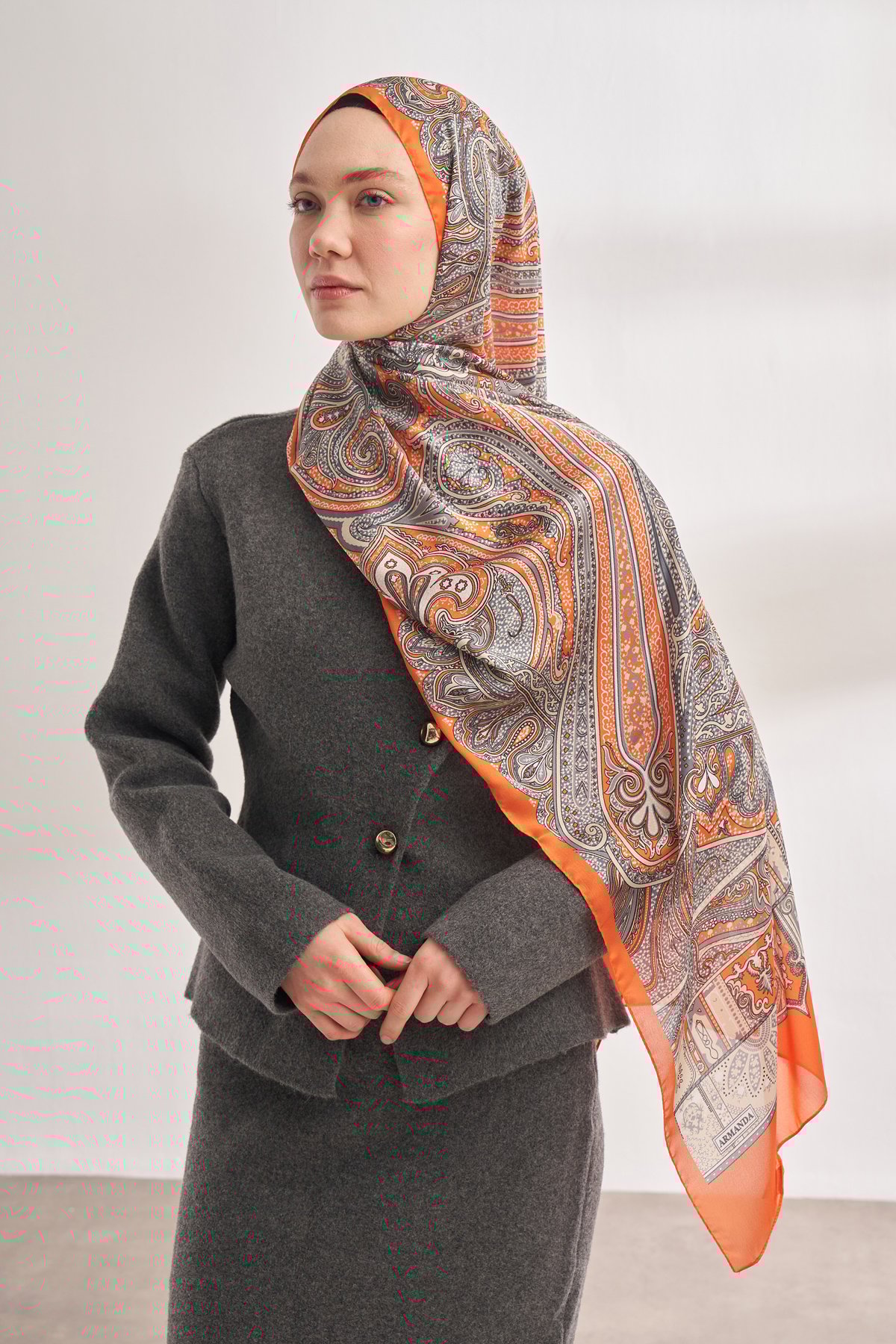 İTHAL VUAL BOHEMIAN DESEN ŞAL - ORANGE