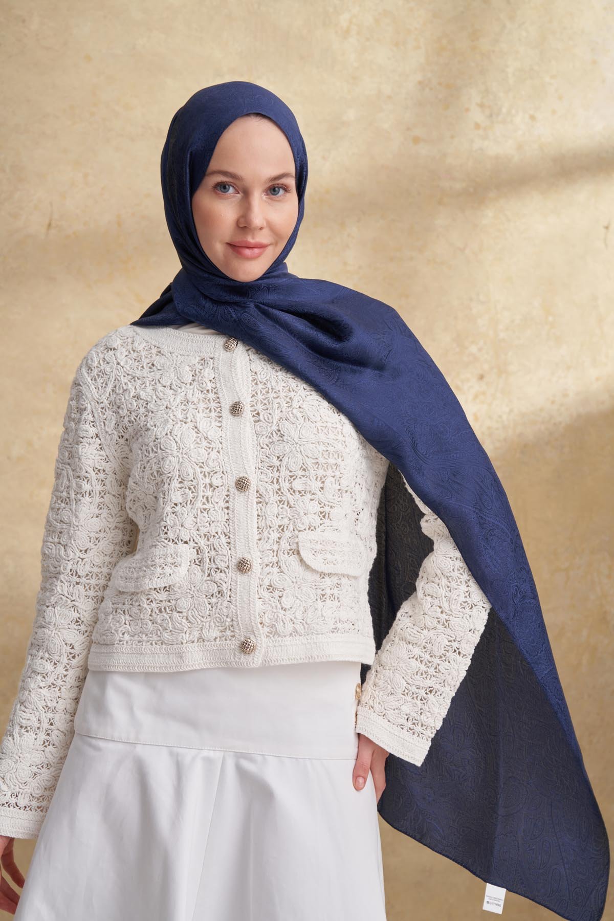 JOSE JAKAR ETHNIC DESEN ŞAL - LACİVERT