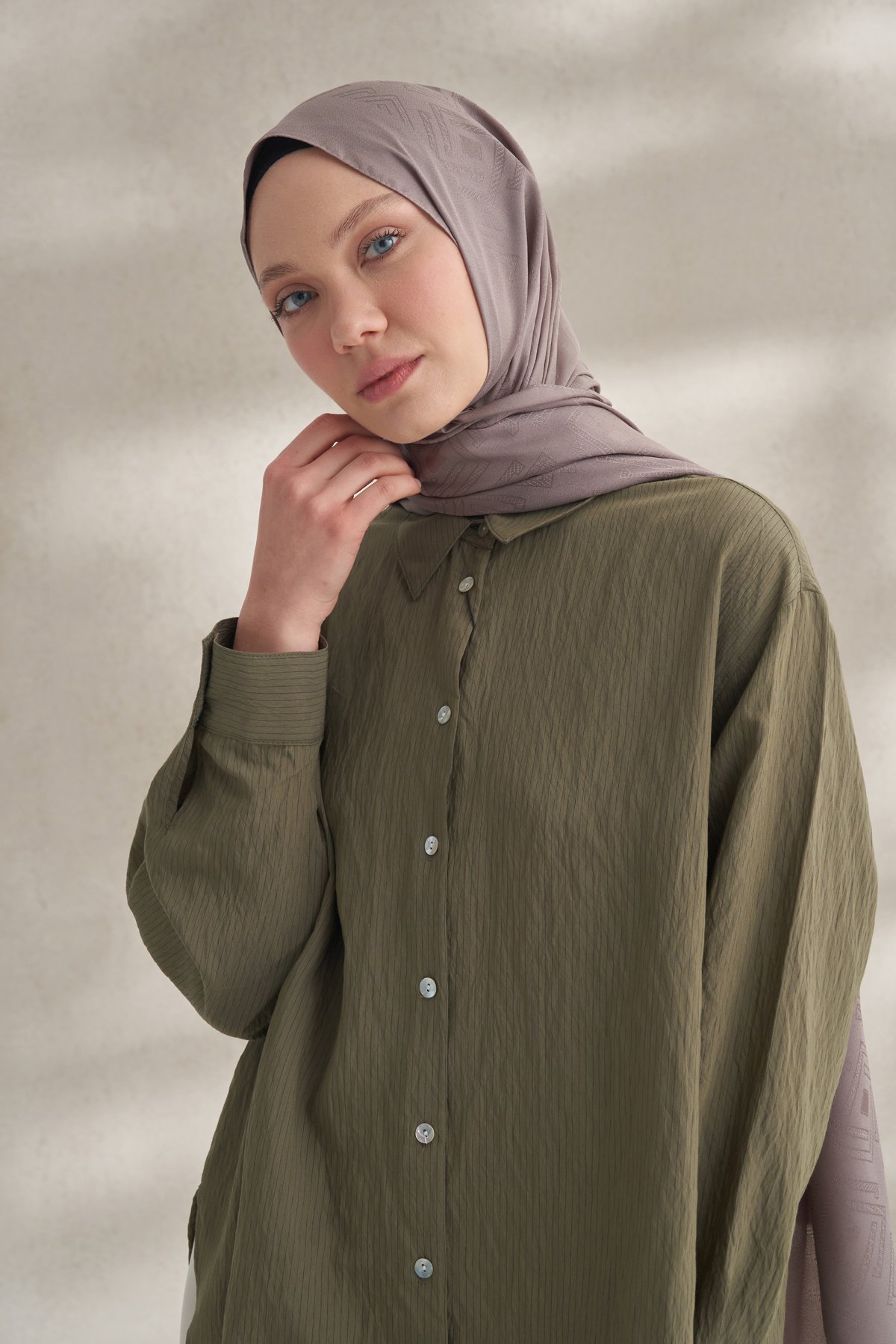 KREP JAKAR KRİSTAL DESEN ŞAL - VİZON