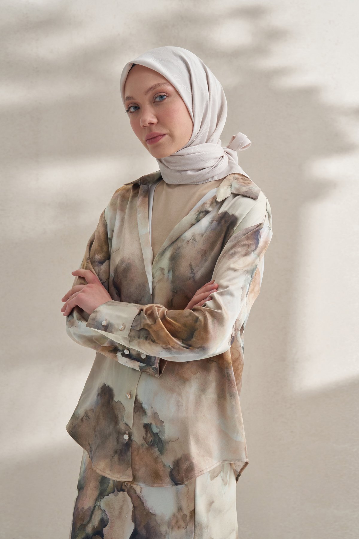 KREP JAKAR Q DESEN EŞARP -  TAŞ