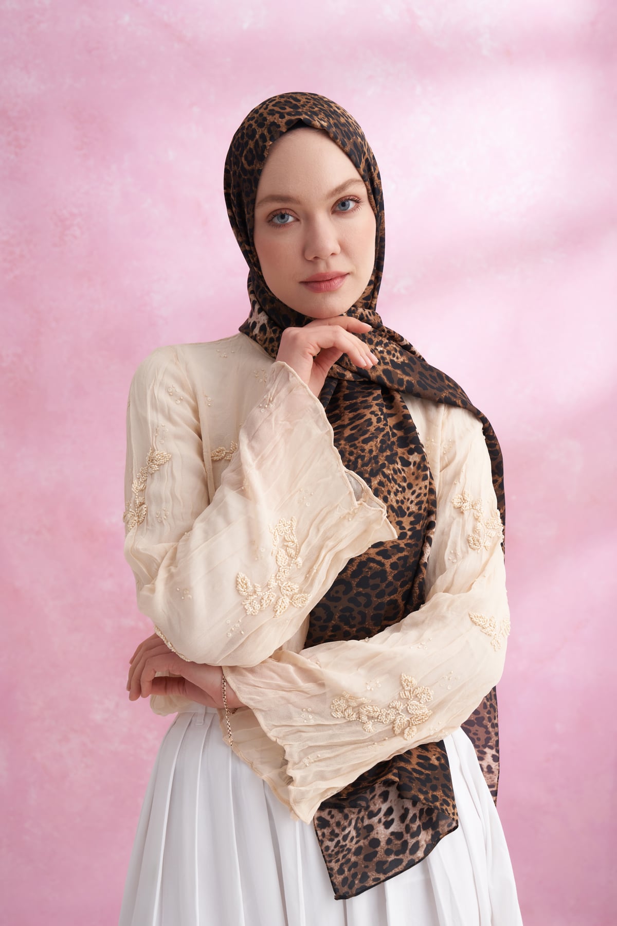 LEOPAR VUAL CLASSIC DESEN ŞAL - KAMEL