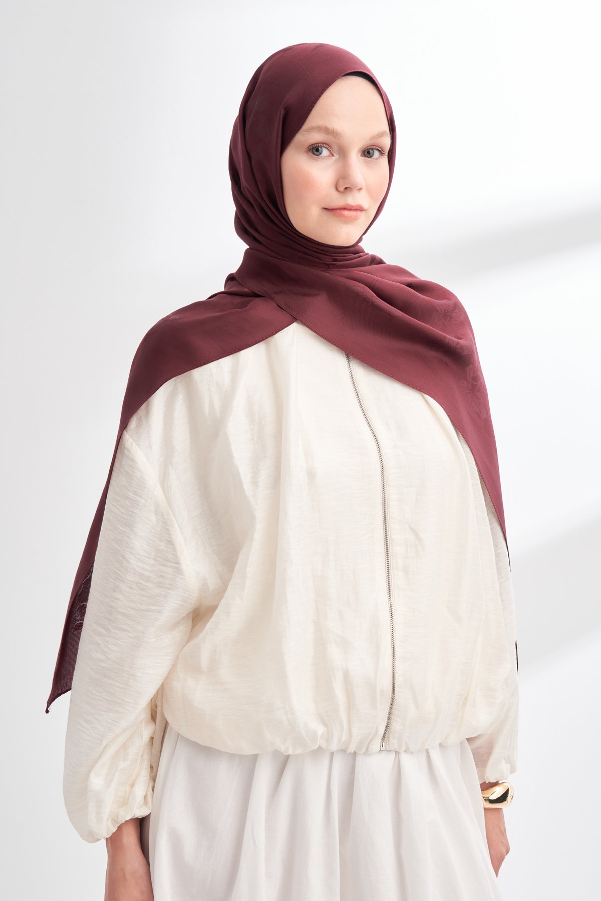MAREN DESEN FLOŞ VİSKON ŞAL - BORDO
