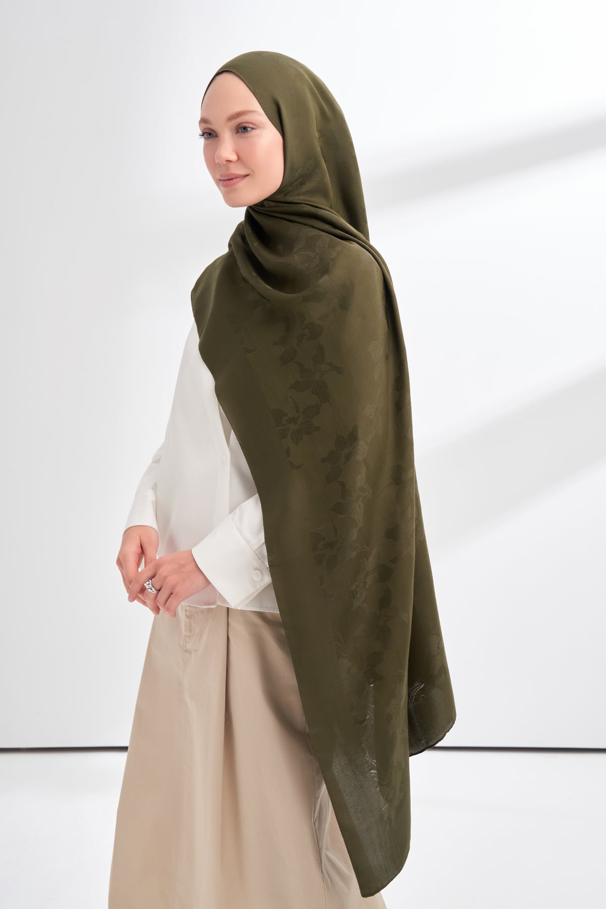 MAREN DESEN FLOŞ VİSKON ŞAL - HAKİ