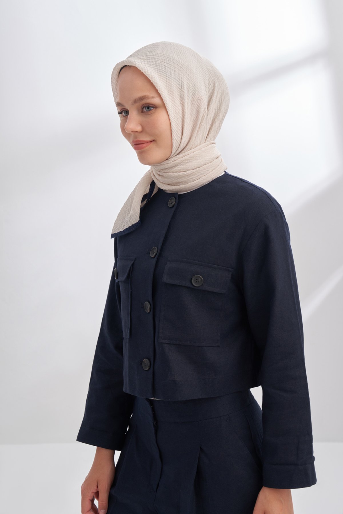 MÜSLİN BİYELİ EŞARP - TAŞ