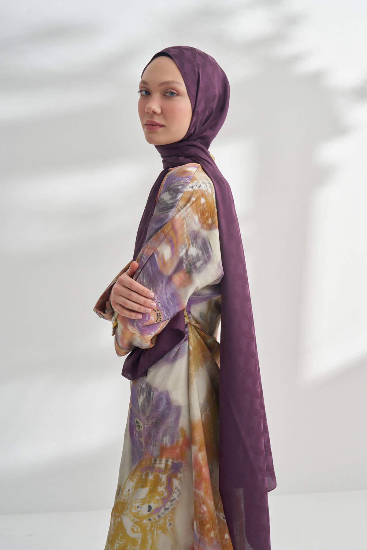 NANYA JAKAR RÜZGARGÜLÜ DESEN ŞAL - MÜRDÜM