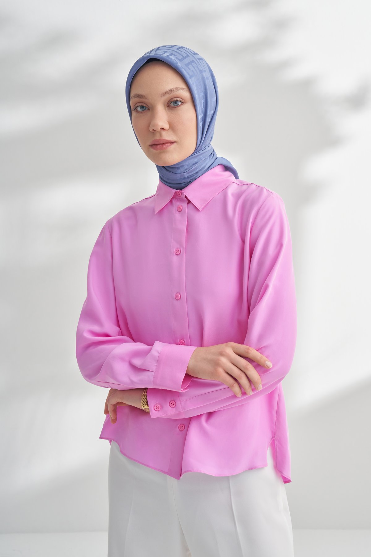 NANYA JAKAR T DESEN EŞARP - İNDİGO