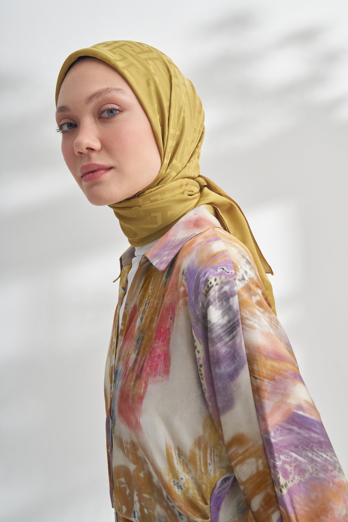 NANYA JAKAR T DESEN EŞARP - YAĞ YEŞİLİ