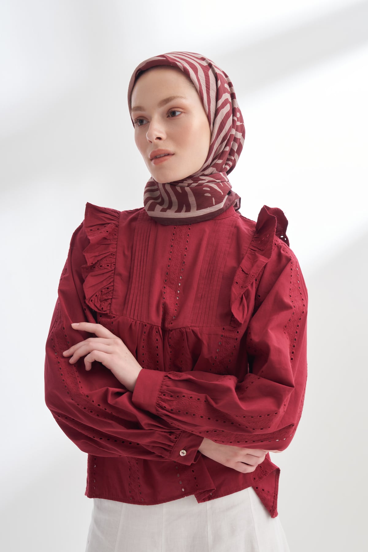 NOMADIC LINES DESEN THE TENCEL EDIT EŞARP  - BORDO