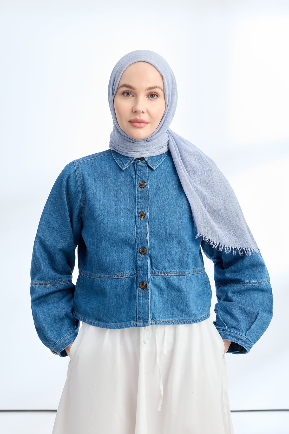 ORGANIC TOUCH VİSKOZ ŞAL - BEBE MAVİ