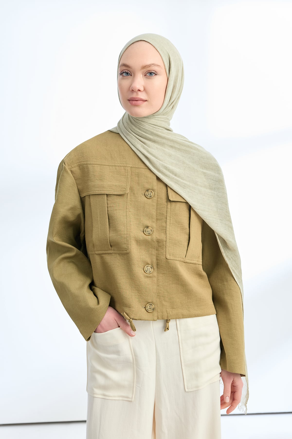 ORGANIC TOUCH VİSKOZ ŞAL - SOFT YEŞİL