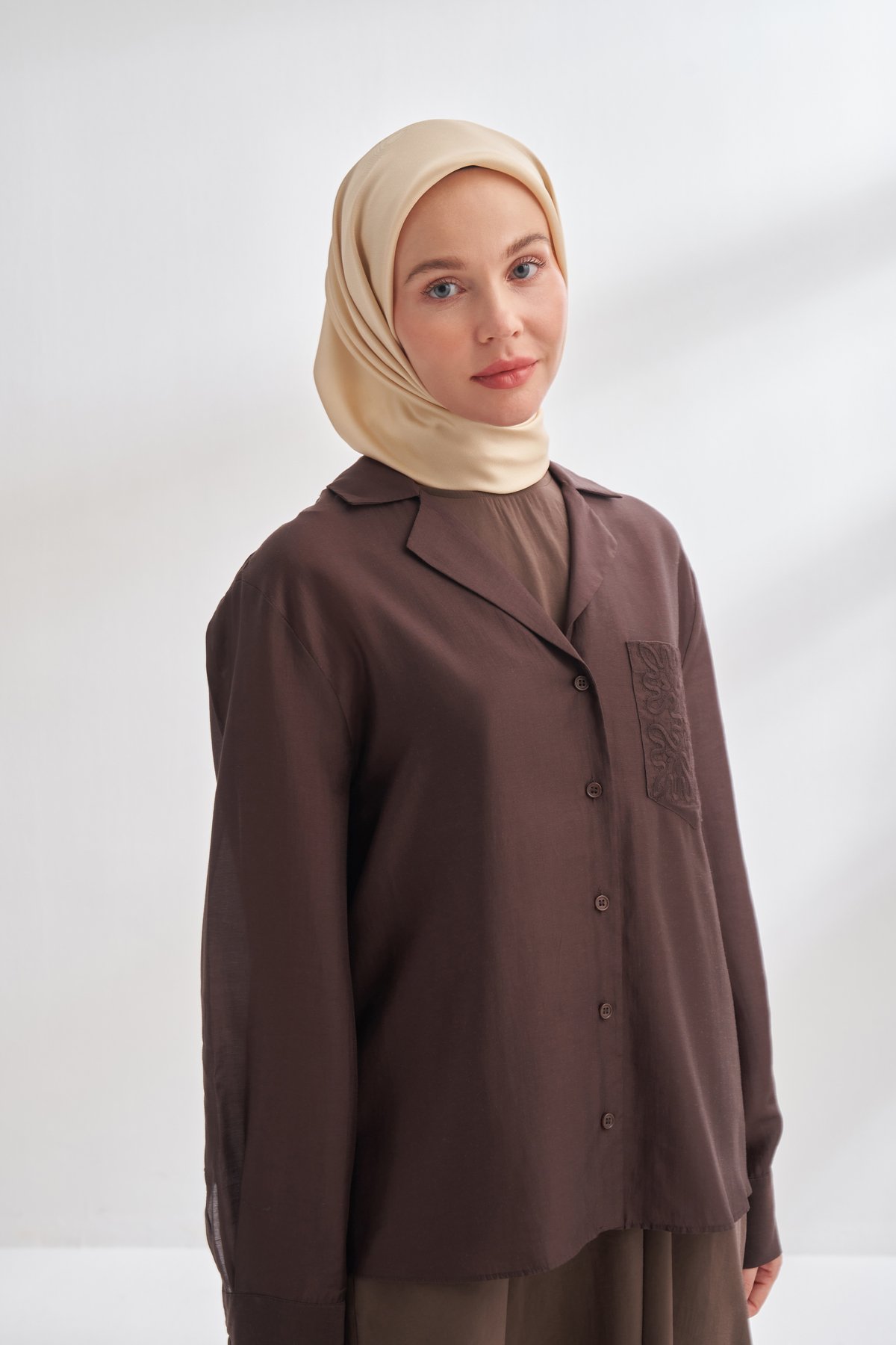 PREMIUM ÇİFT TARAFLI TWILL İPEK EŞARP - DORE - KAMEL