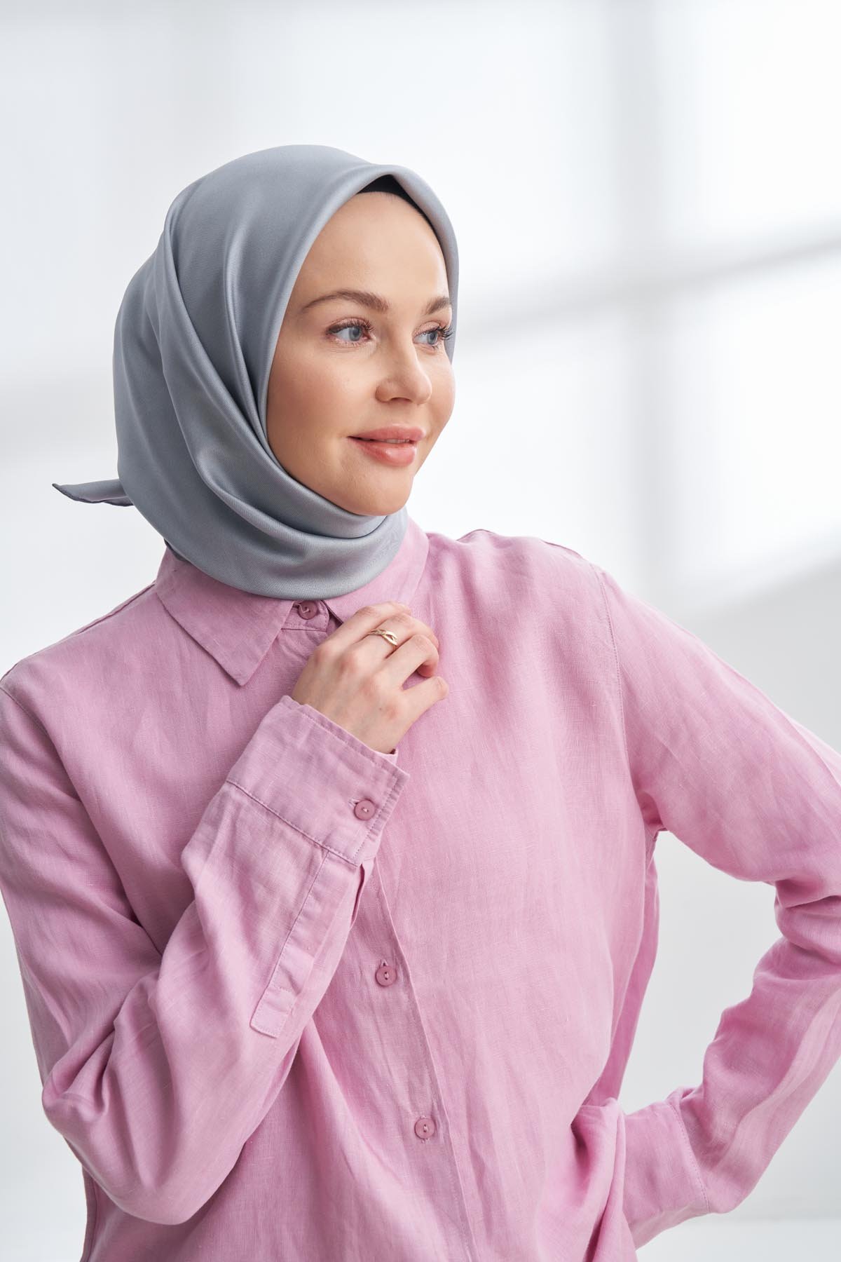 PREMIUM TWILL İPEK EŞARP - GRİ