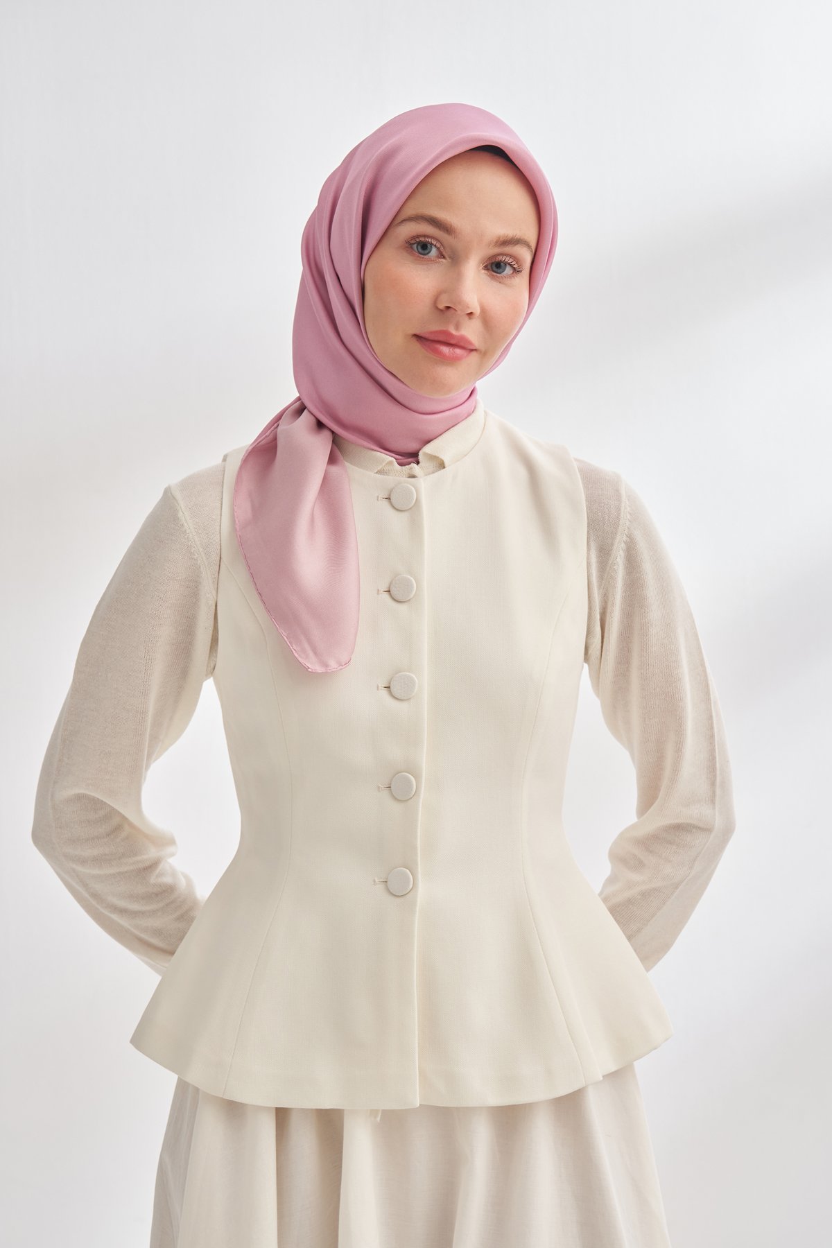 PREMIUM TWILL İPEK EŞARP - KOYU PUDRA