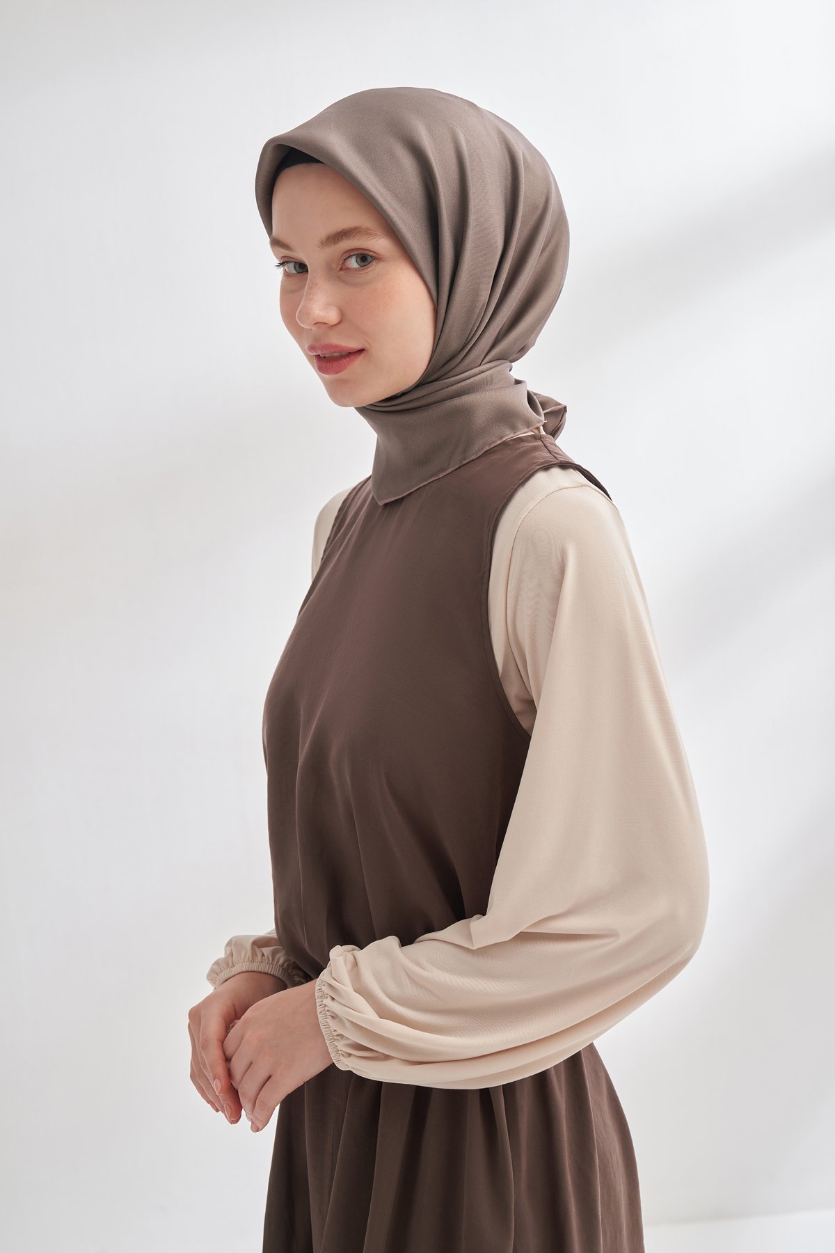 PREMIUM TWILL İPEK EŞARP - KOYU VİZON