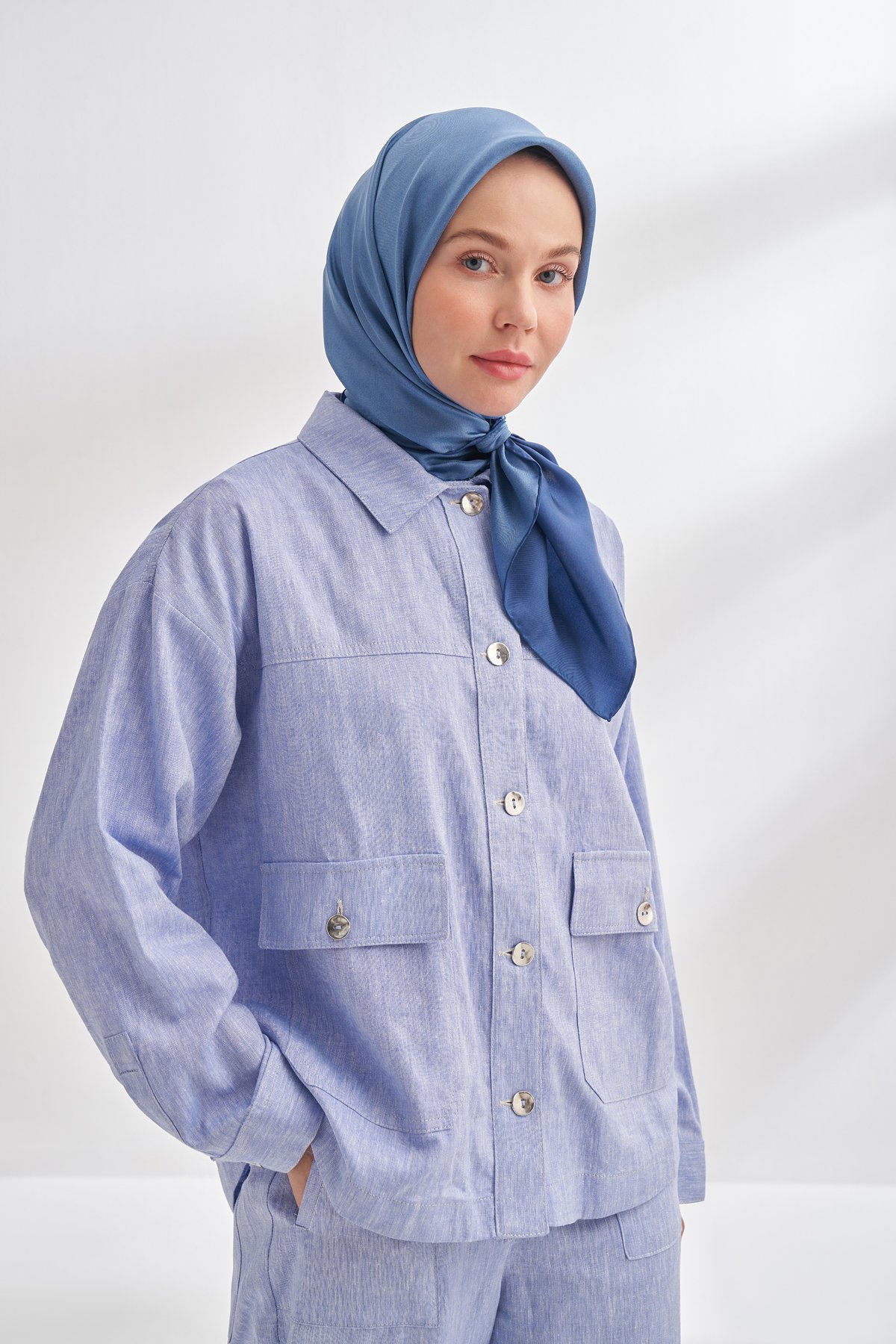 PREMIUM TWILL İPEK EŞARP - LACİVERT