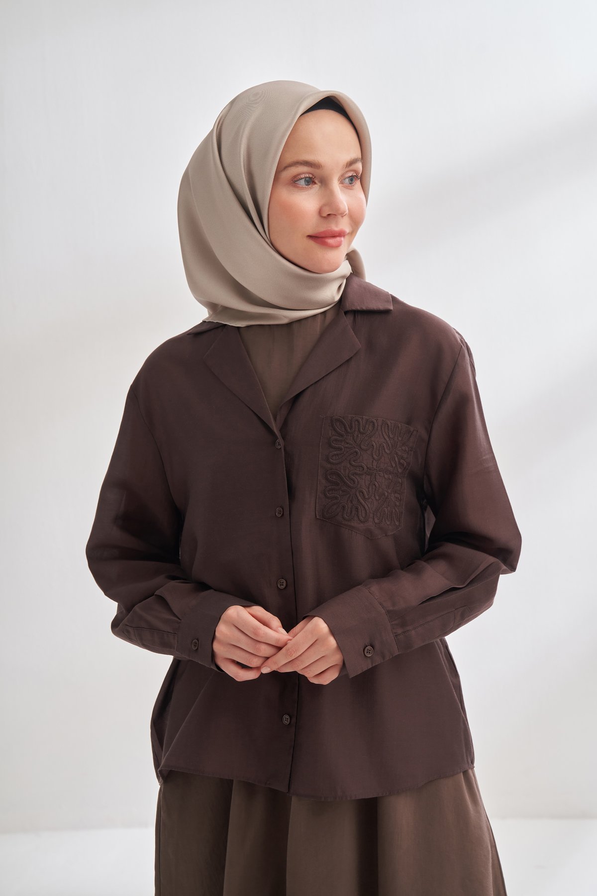 PREMIUM TWILL İPEK EŞARP - MAT PUDRA