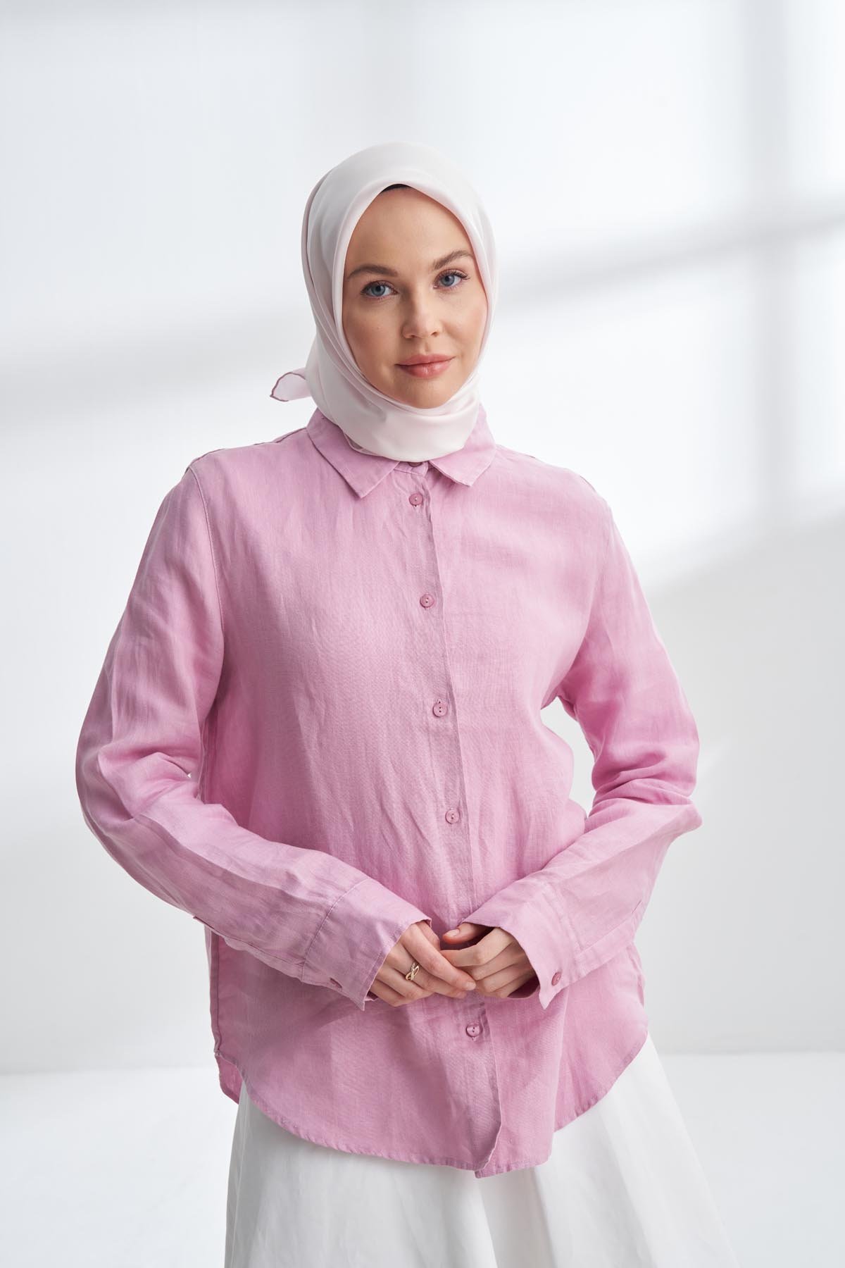 PREMIUM TWILL İPEK EŞARP - PUDRA