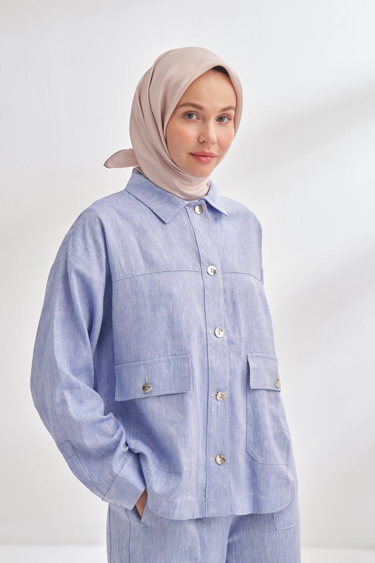 PREMIUM TWILL İPEK EŞARP - PUDRA