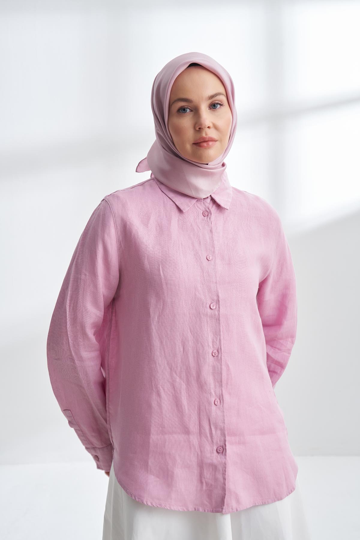 PREMIUM TWILL İPEK EŞARP - SİSLİ PUDRA
