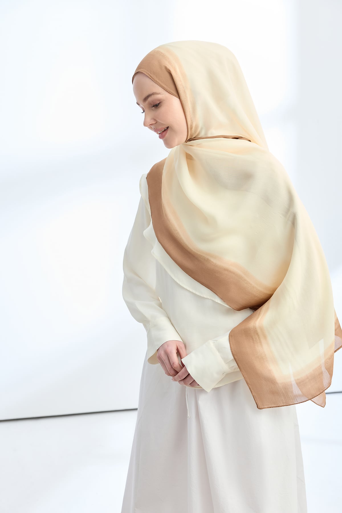 SOFT BLUSH FLOŞ VİSKON ŞAL - BEJ - KAMEL