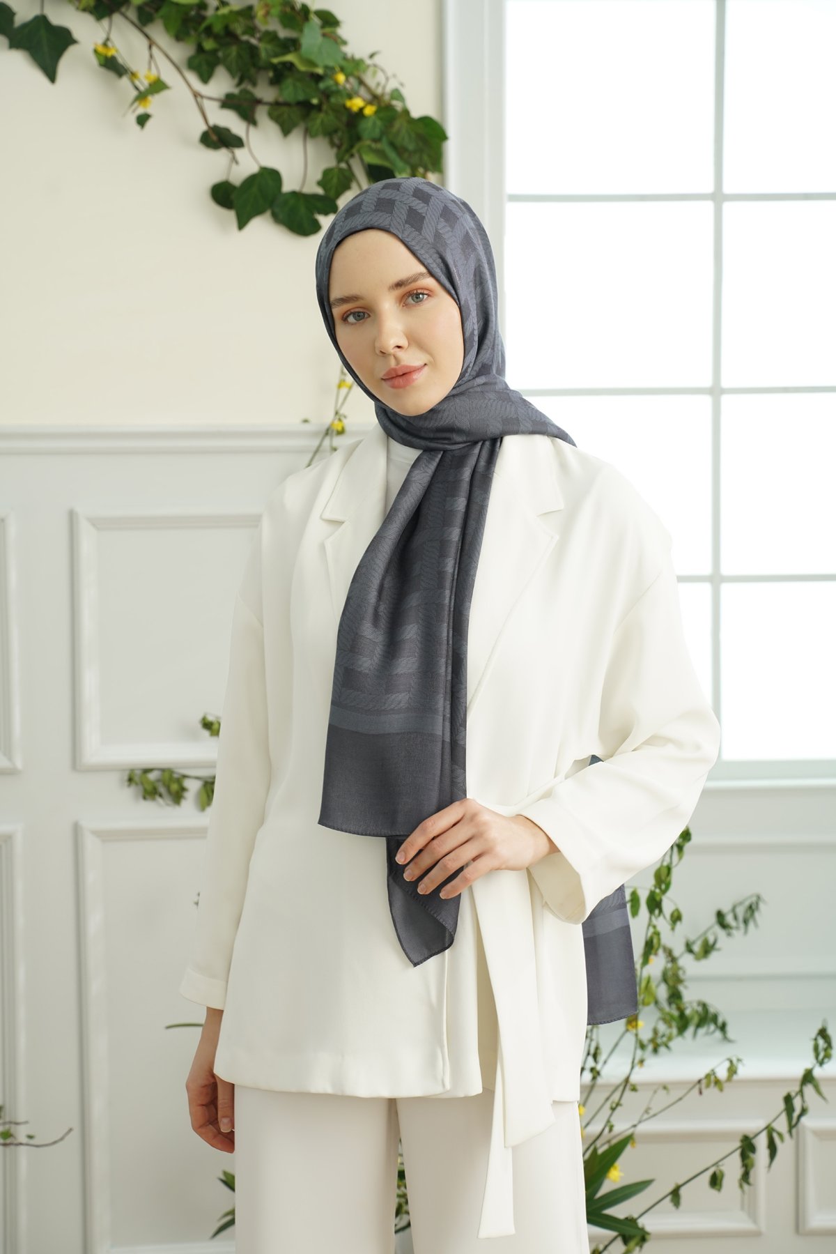 ZİNCİR DESEN ŞAL - FÜME