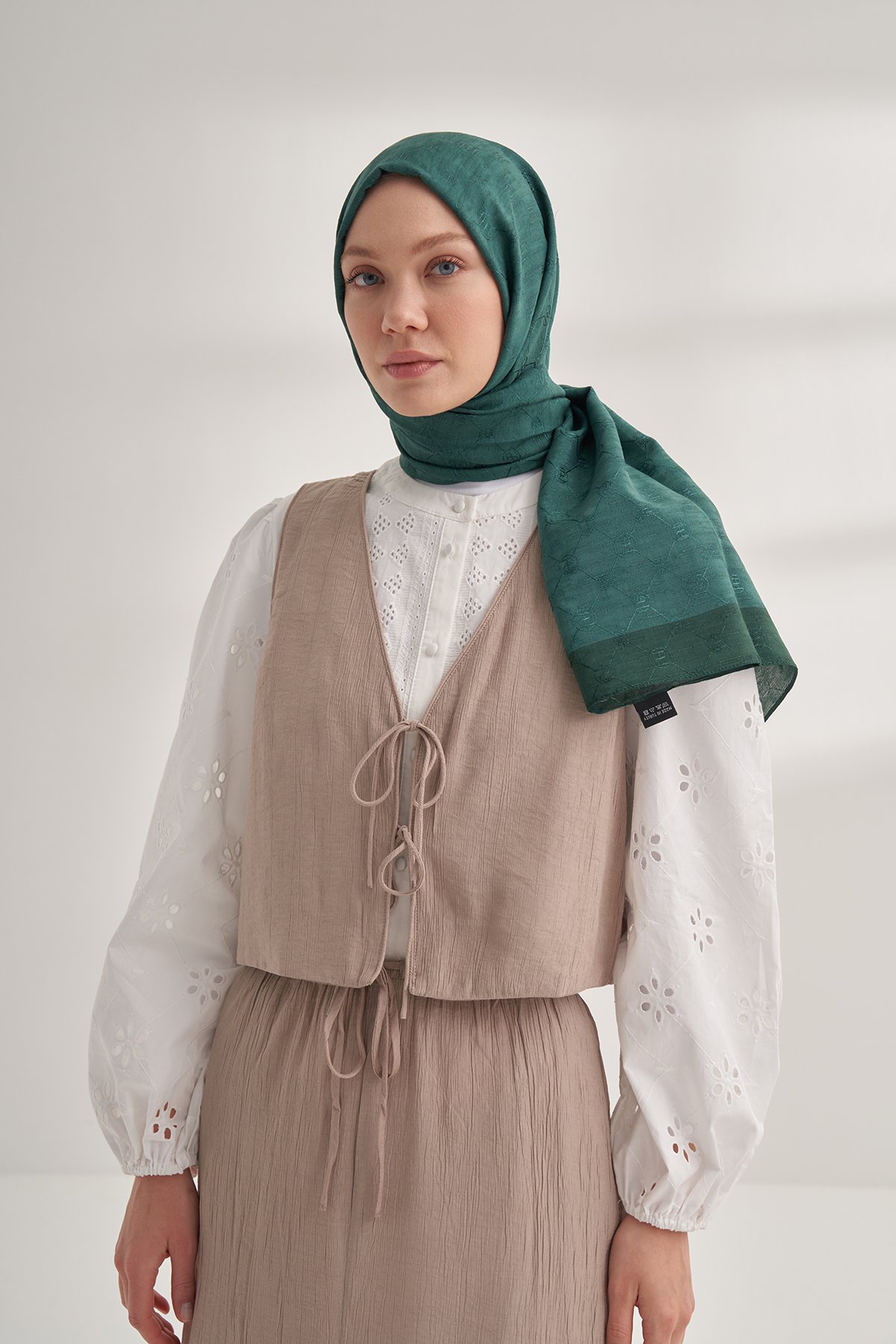 ZİNCİR MONOGRAM ŞAL - ZÜMRÜT