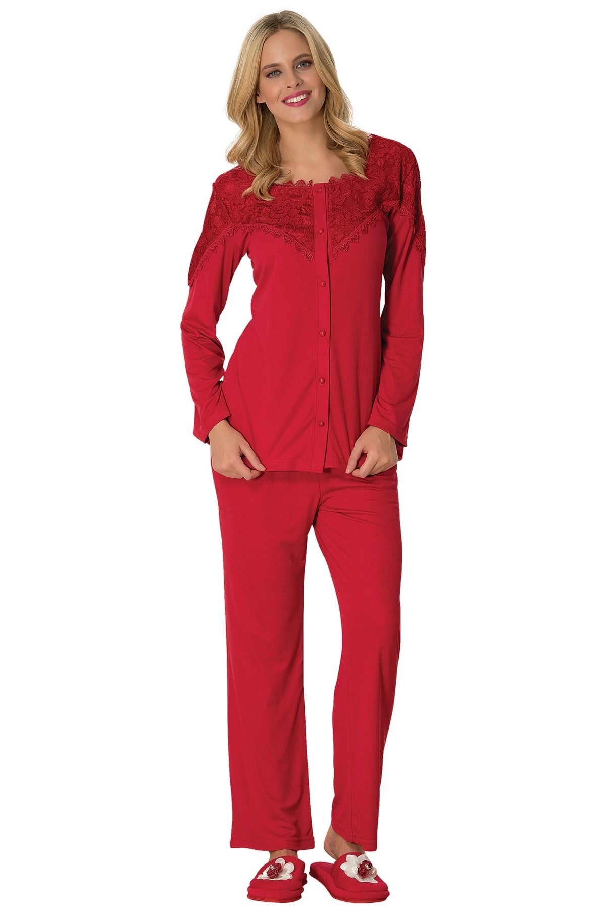 By Mecit 1734 Roba Dantelli Pijama Takımı
