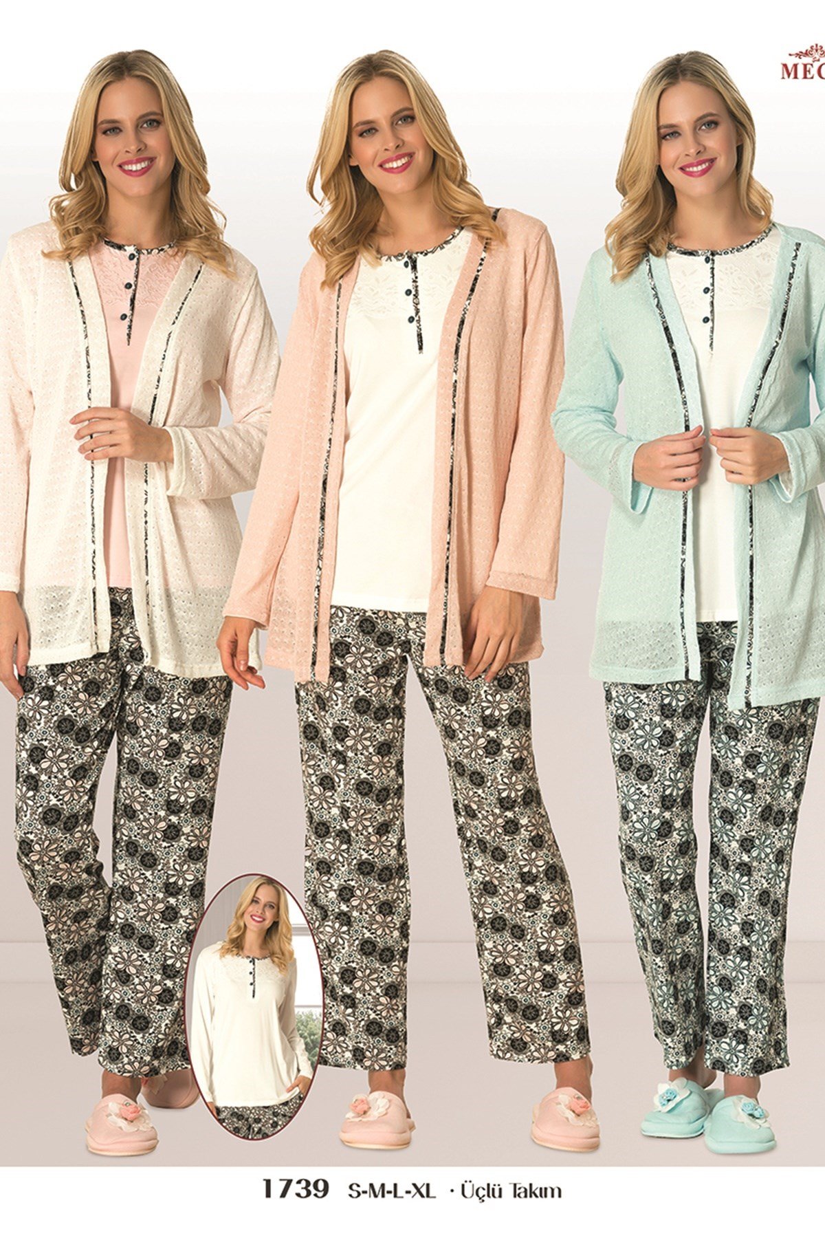 By Mecit 1739 Sabahlıklı Pijama Takımı