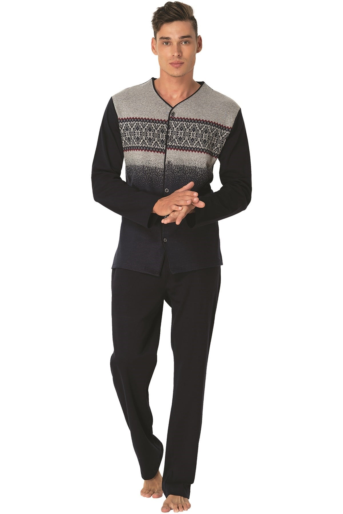 By Mecit 2707 Büyük Beden Erkek Pijama Takımı
