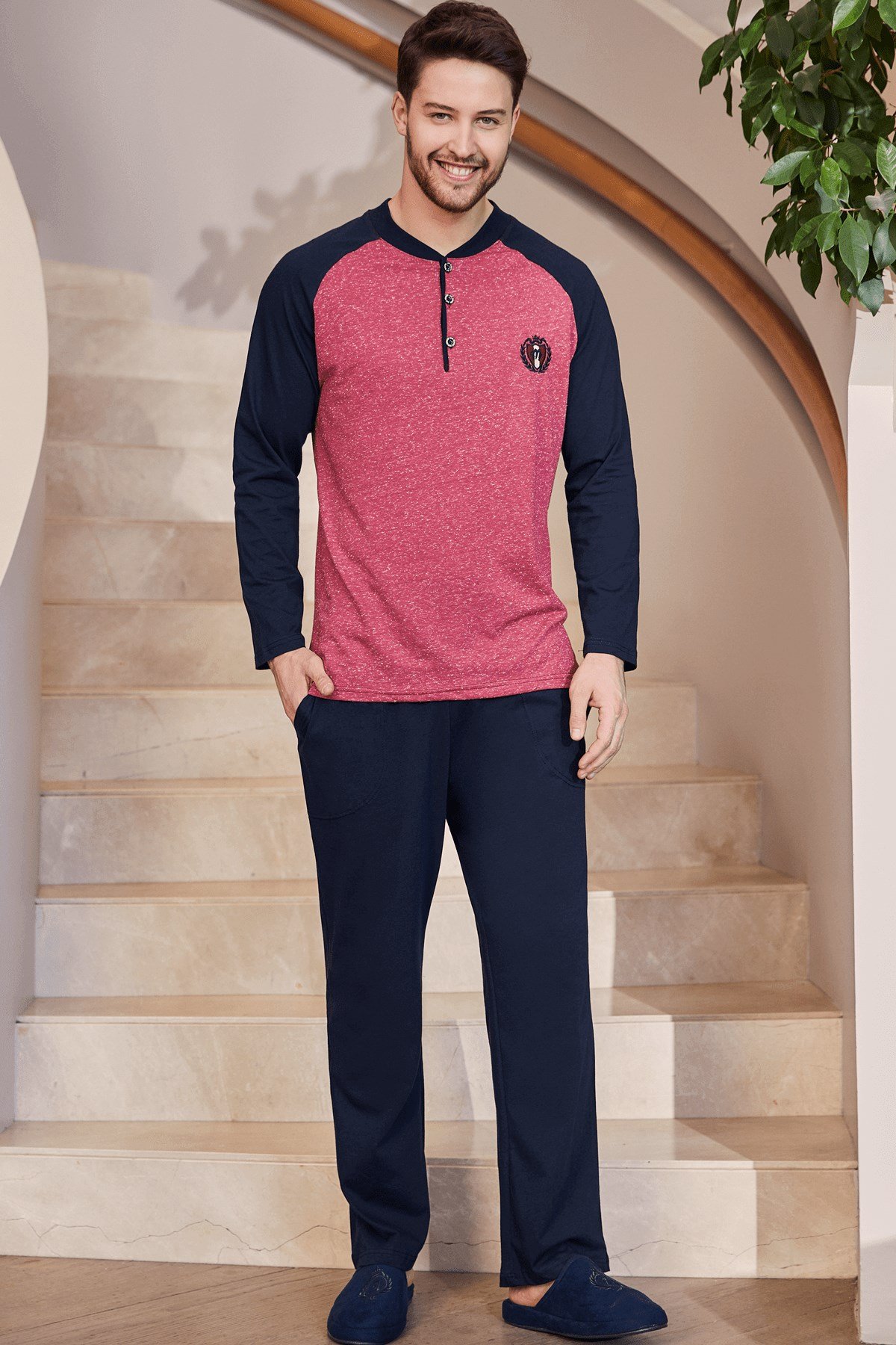 By Mecit 2753 Flamlı Bordo Erkek Pijama Takımı