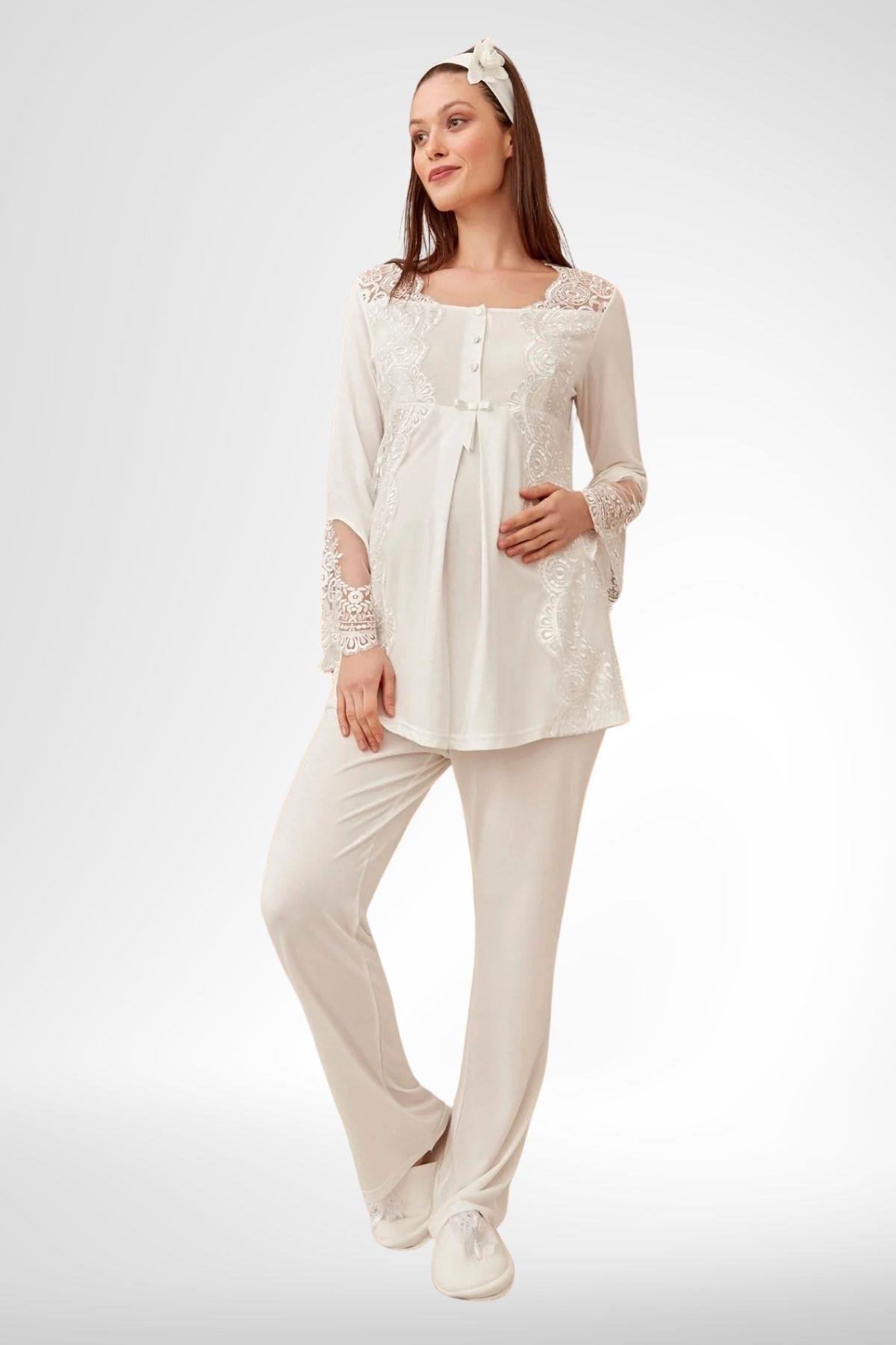 By Mecit PijamaBy Mecit 5015 Ekru Lohusa Pijama Takımı