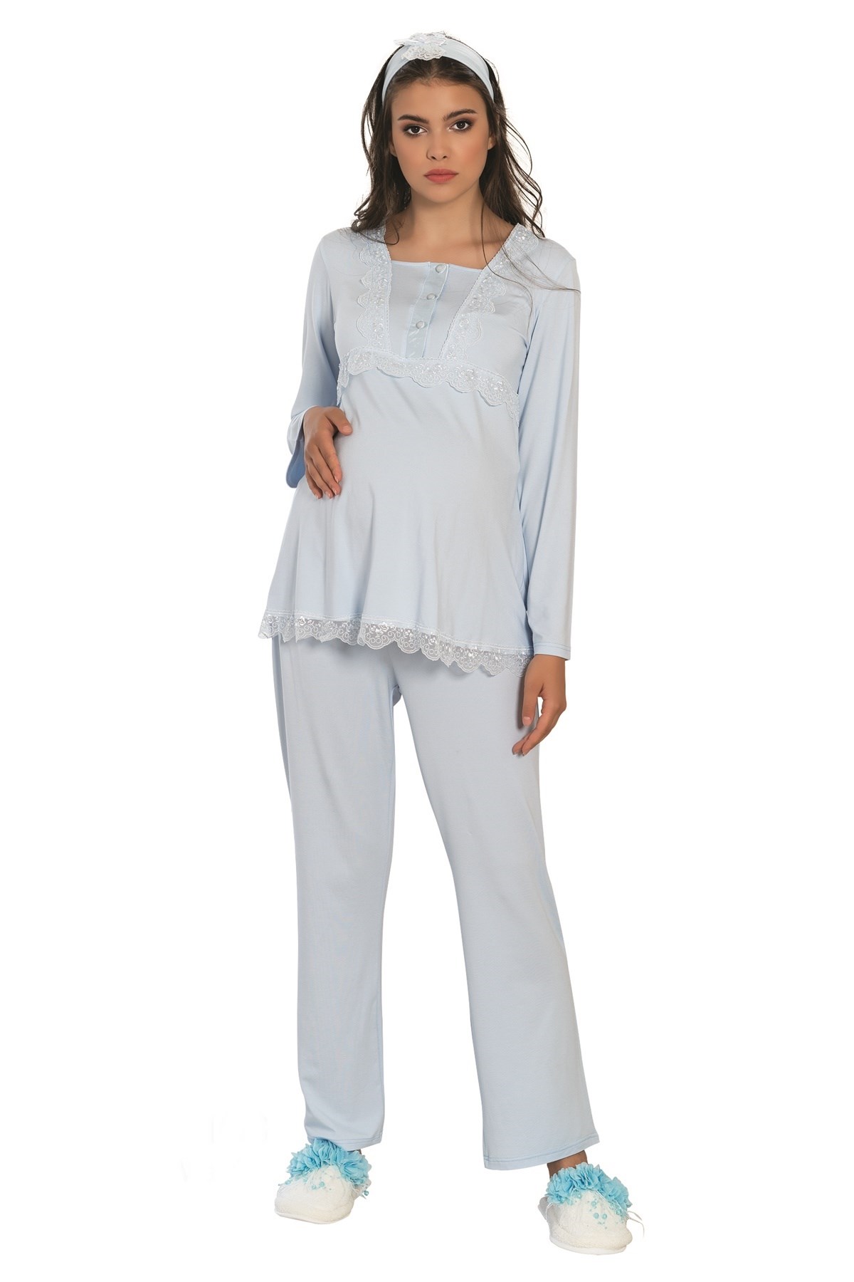 By Mecit 5103 Triko Sabahlıklı Lohusa Pijama Takımı