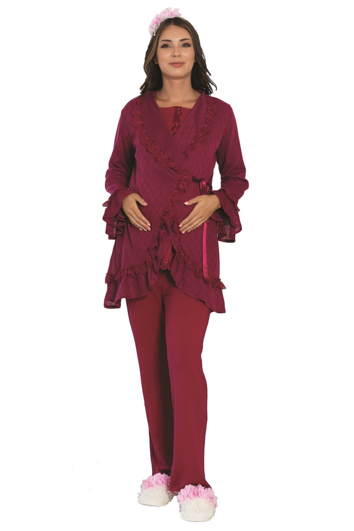 By Mecit 5103 Triko Sabahlıklı Lohusa Pijama Takımı