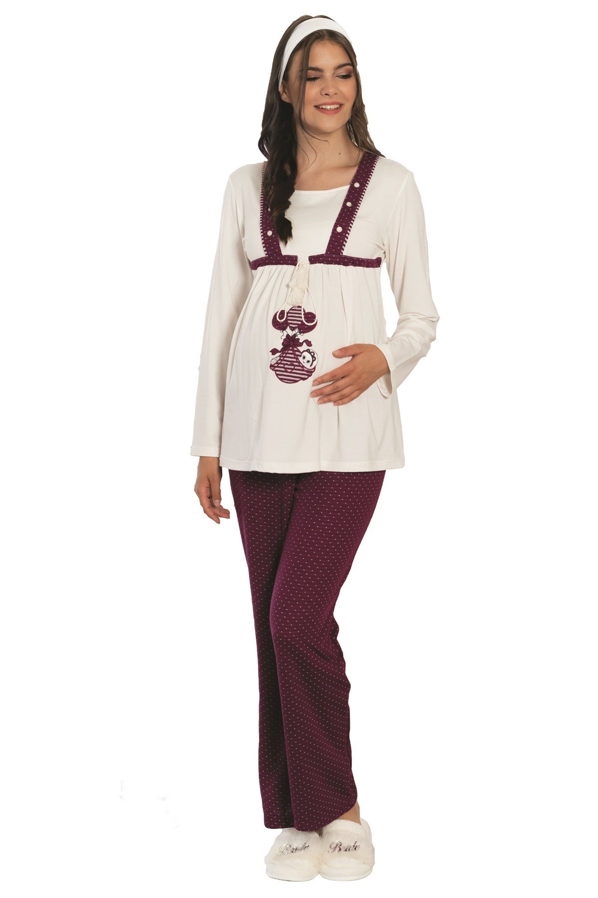 By Mecit 5106 Spor Model Sabahlıklı Lohusa Pijama Takımı