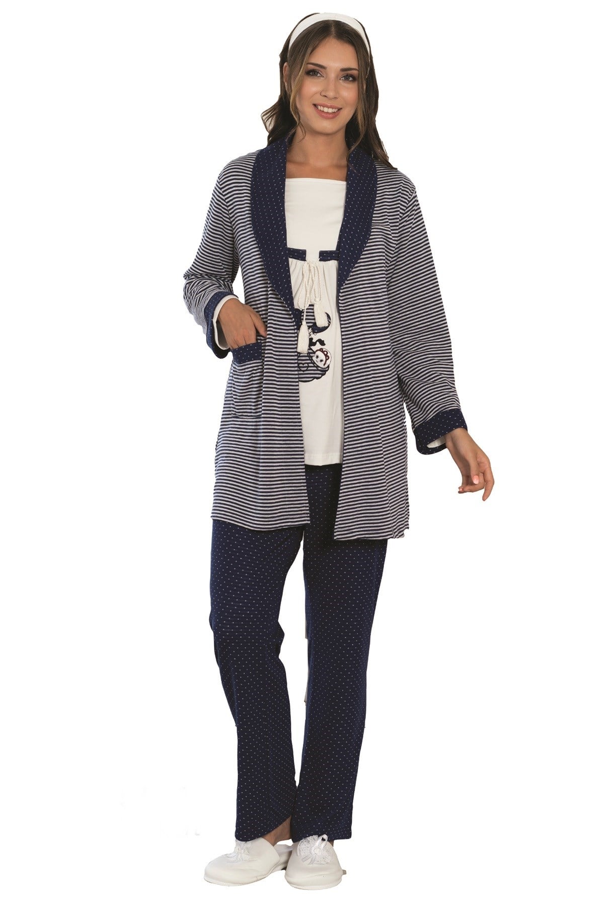 By Mecit 5106 Spor Model Sabahlıklı Lohusa Pijama Takımı