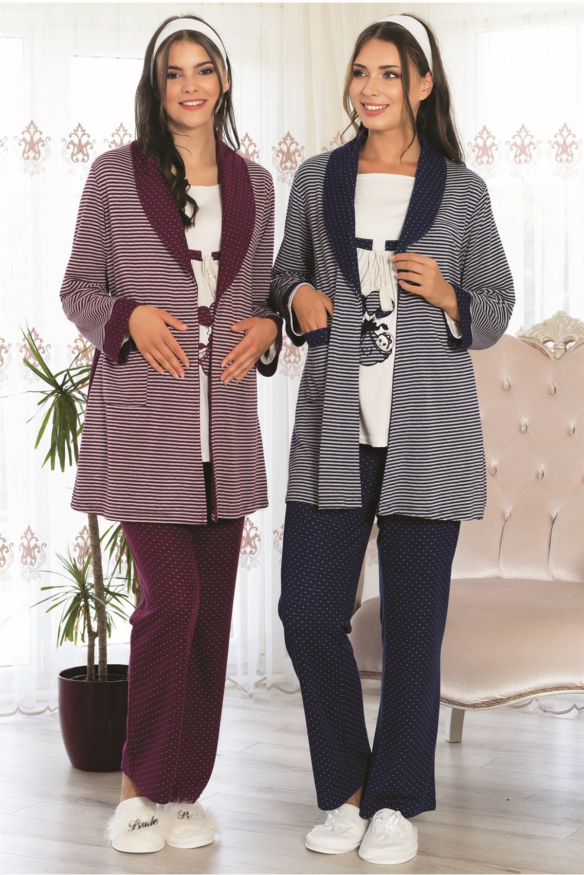 By Mecit 5106 Spor Model Sabahlıklı Lohusa Pijama Takımı