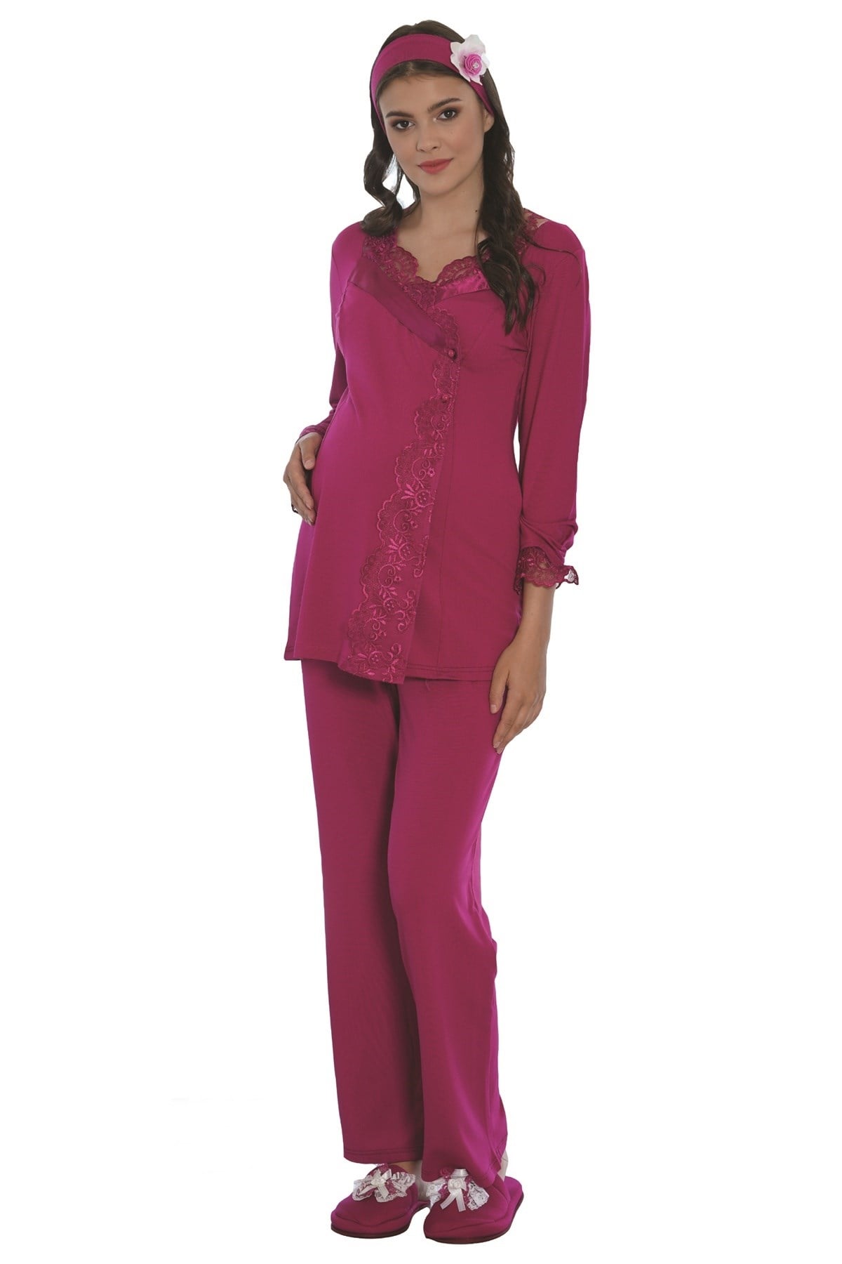 By Mecit 5114 Kruvaze Lohusa Pijama Takımı