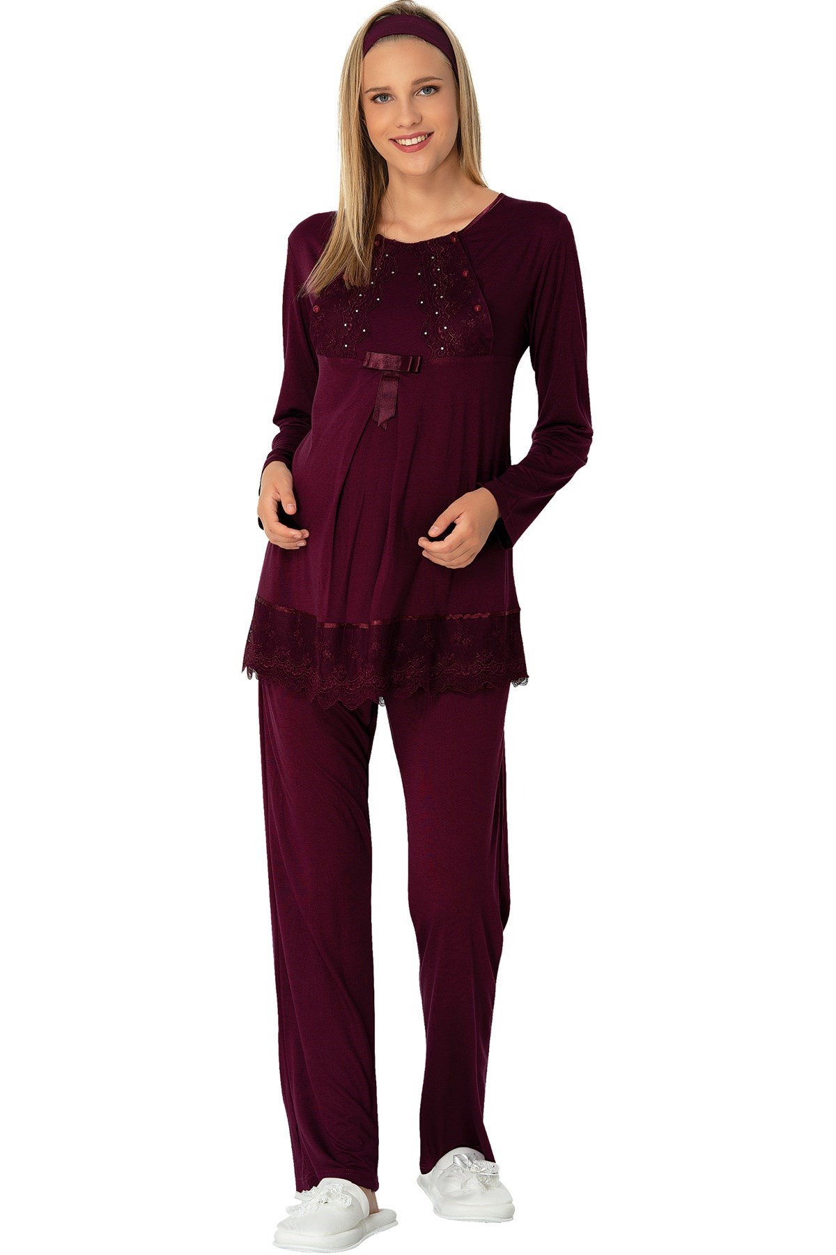 By Mecit Kadife Sabahlıklı Lohusa Pijama Takımı